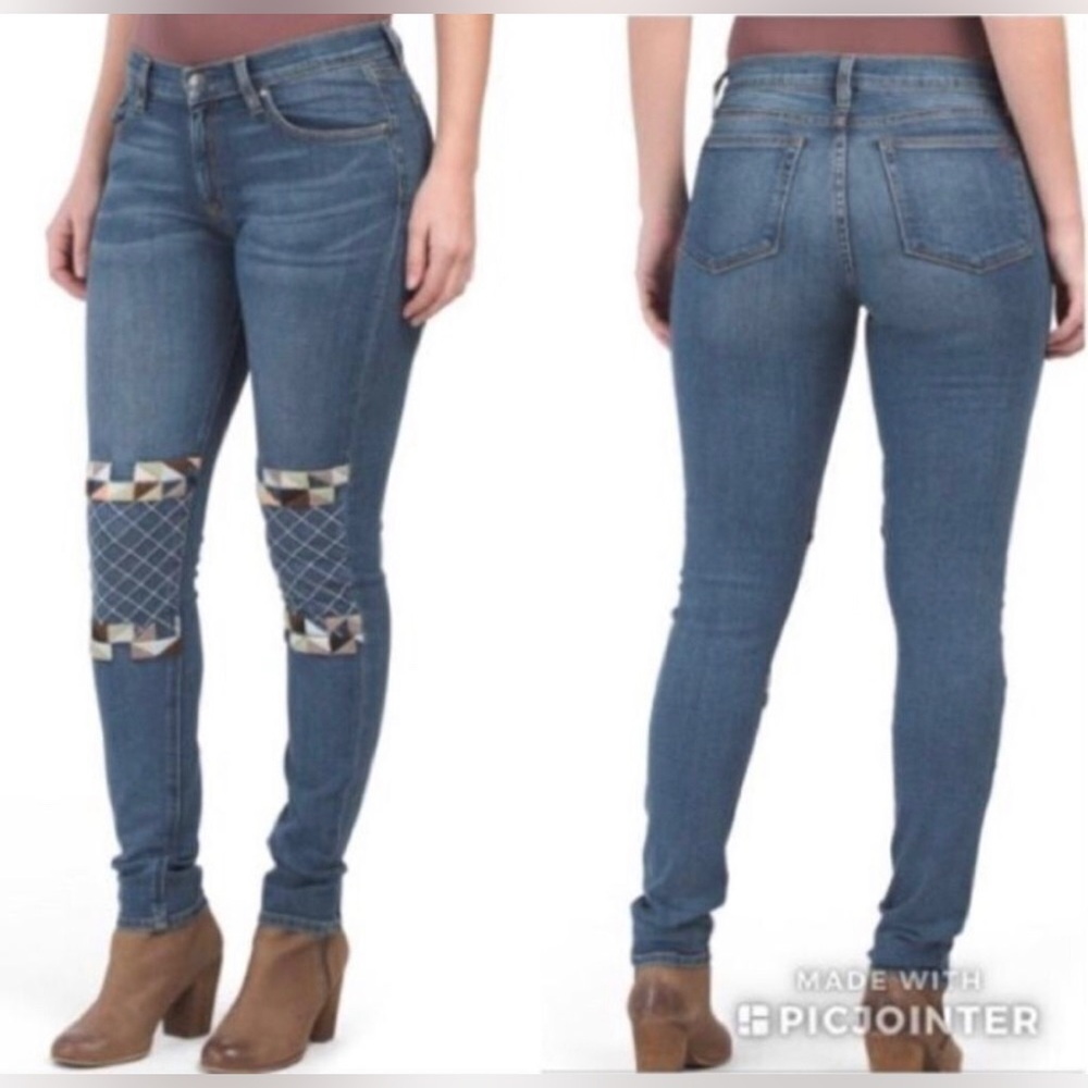 Miss Me Vintage Moto Quilt Embroidered Skinny Jeans Size 26